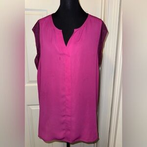 CAbi Pink Blouse with Black Trim